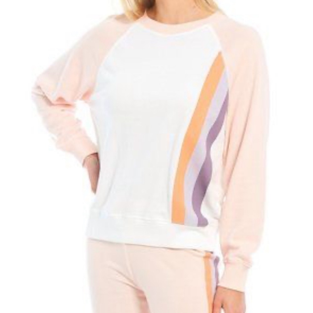 Wildfox knit grapefruit stripe long sleeve crewneck women’s small, new with tags